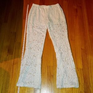 Joe Boxer Girls L Off White Floral Mesh Pants w Shorts Pajamas Pjs